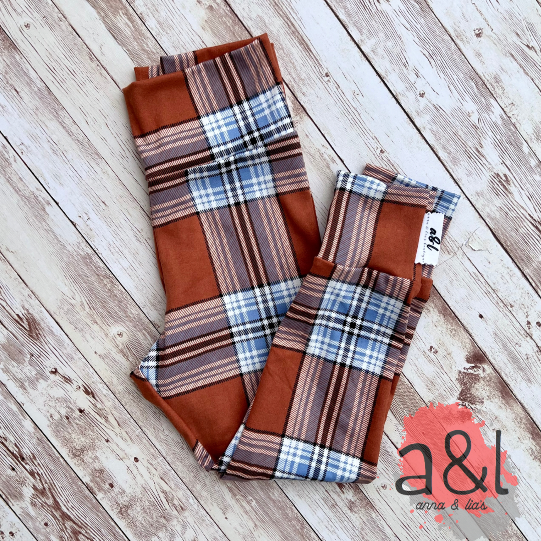 3T Brown Plaid Leggings *RTS