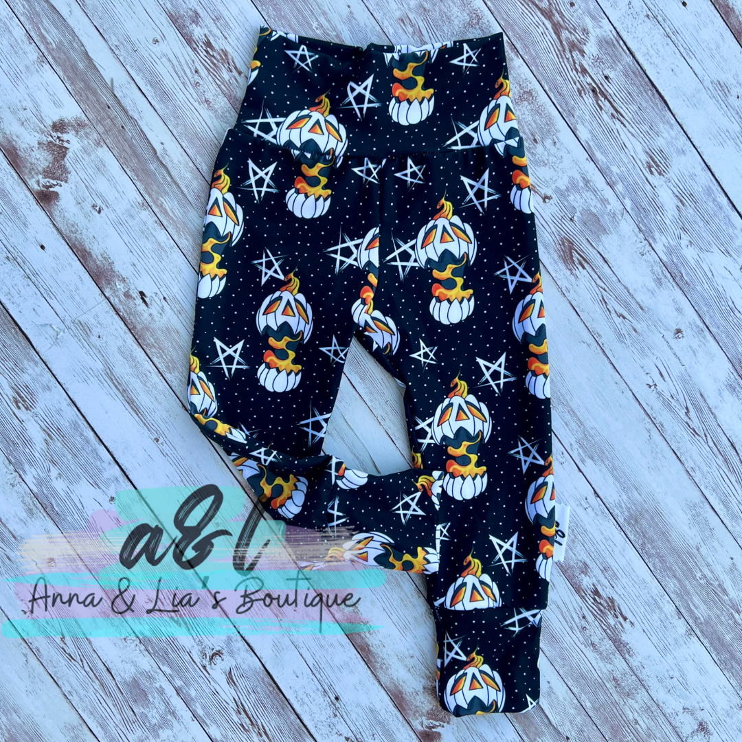 Skinny Joggers Flaming Pumpkins12-18M *RTS
