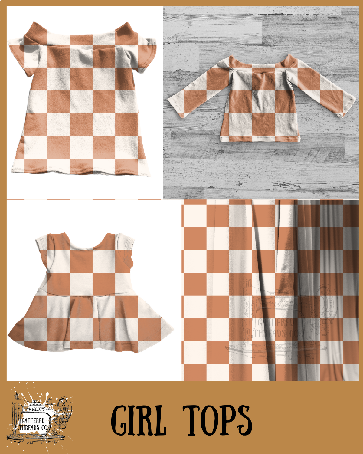 Neutral Checks   Girl Tops