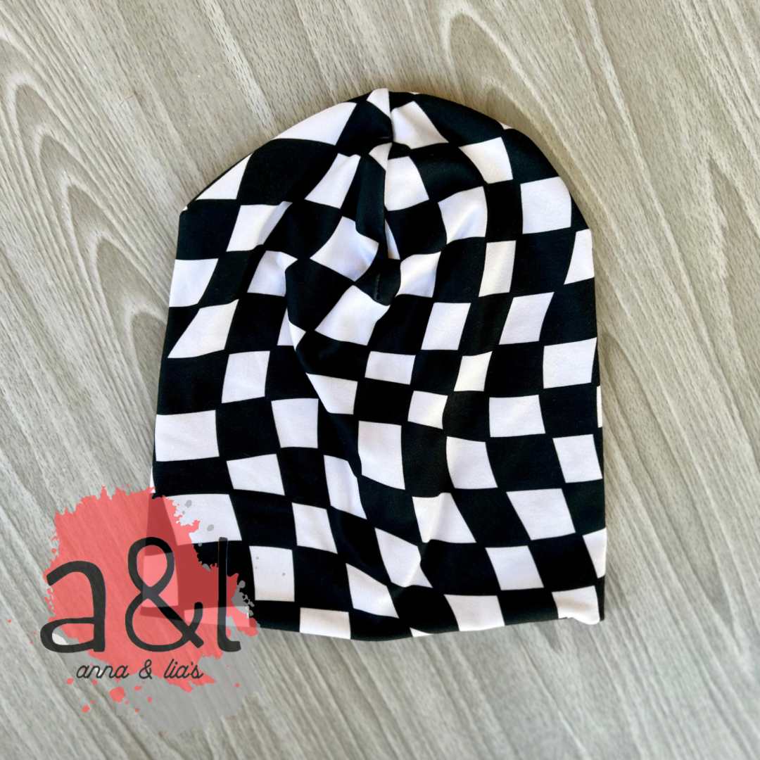 Wavy Checkered Beanie size 2T-Teen *RTS