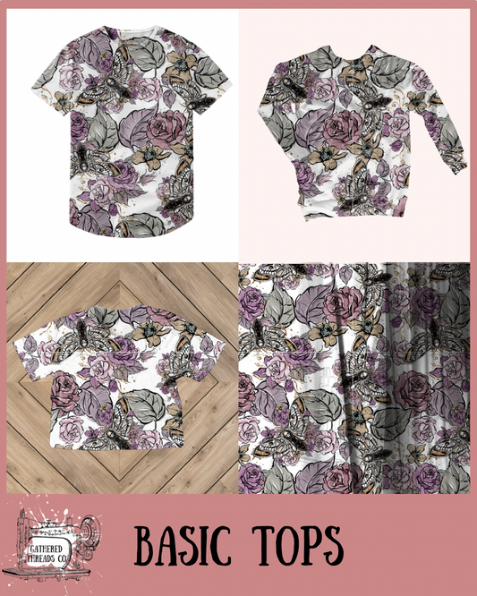 Floral Moth Basic Tops