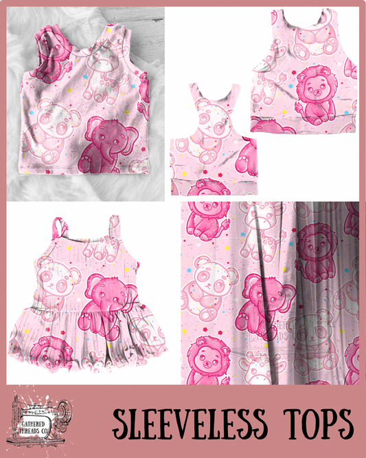 Pink Frosted Animals Sleeveless Shirts