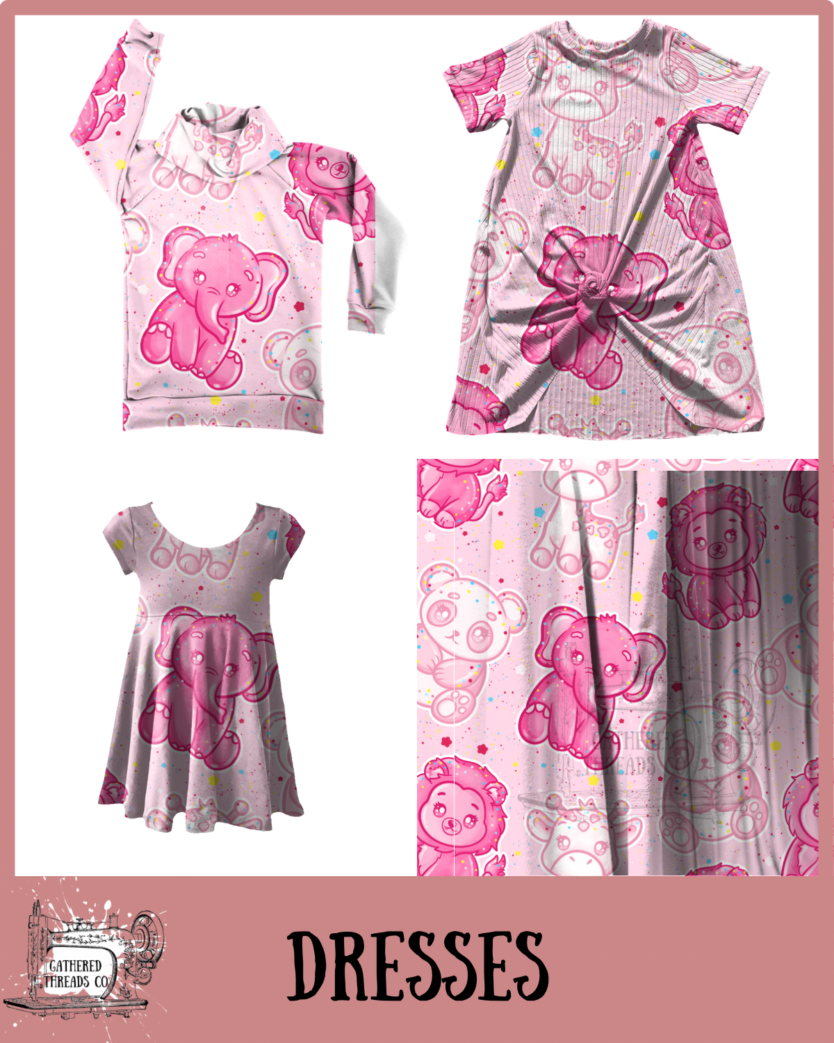 Pink Frosted Animals Dresses