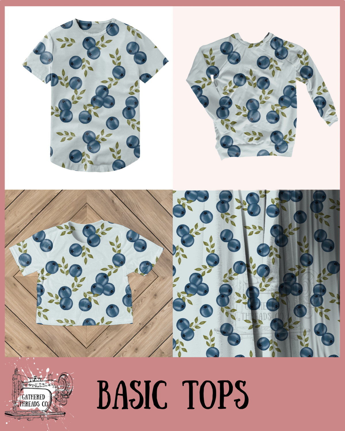 Blueberries Basic Tops