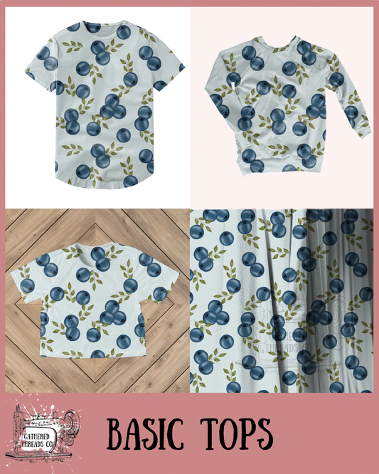 Blueberries Basic Tops