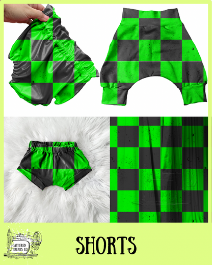 Green & Black Checkers Shorts