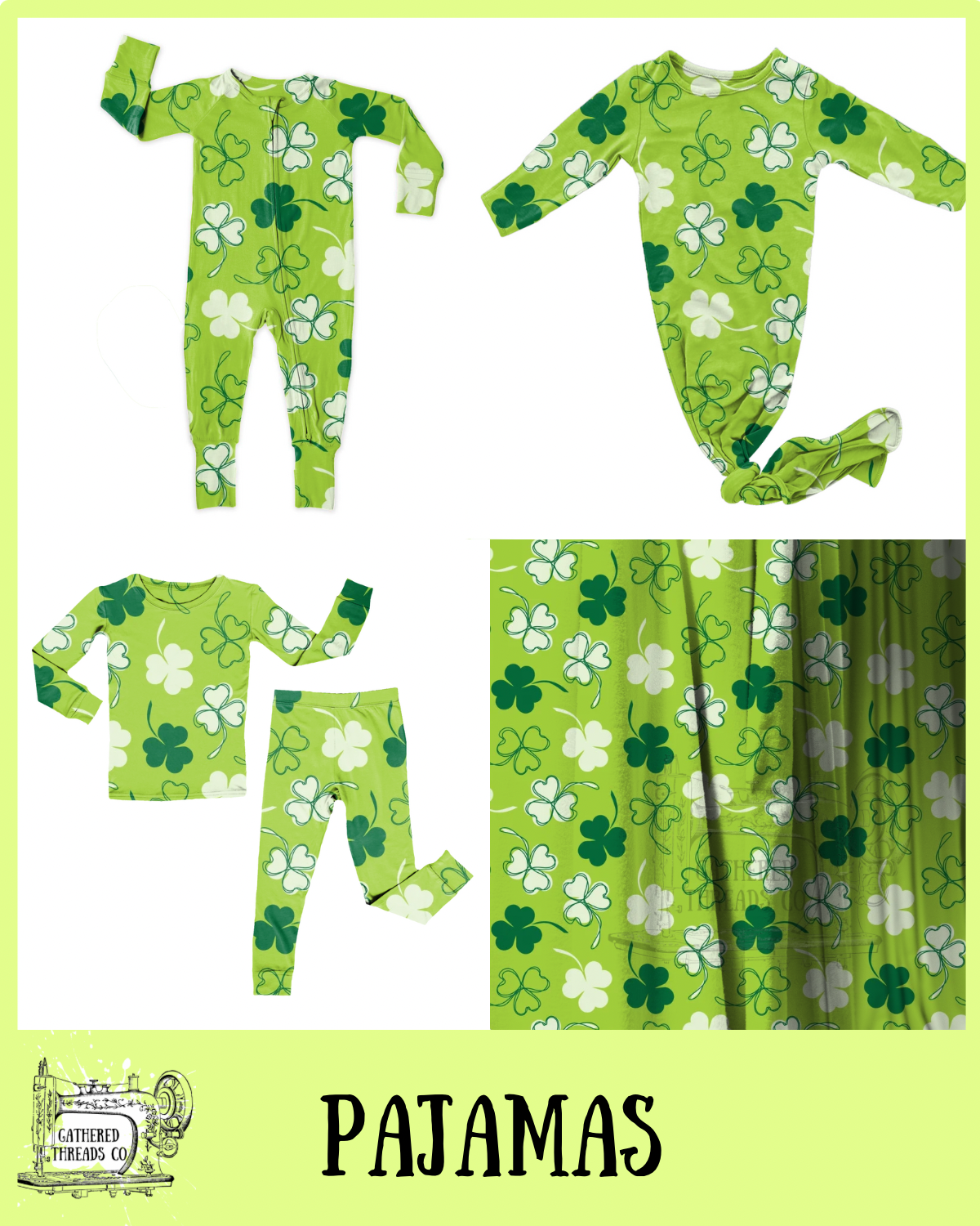 3 Leaf Clover  Ribbed Pajamas