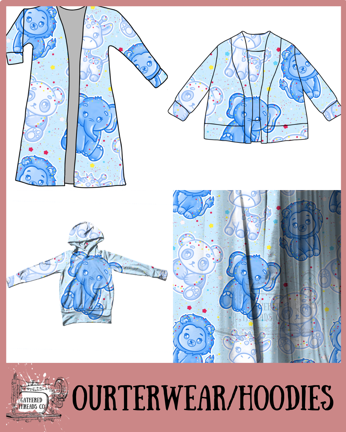 Blue Frosted Animals Outerwear