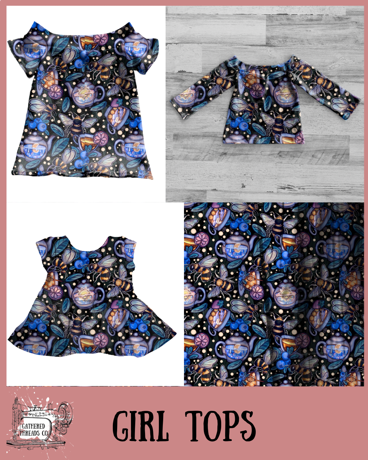 Bees & Tea Girl Tops