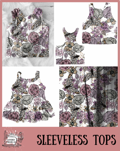 Floral Moth Sleeveless Shirts