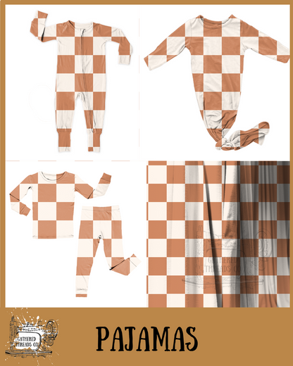 Neutral Checks   Ribbed Pajamas