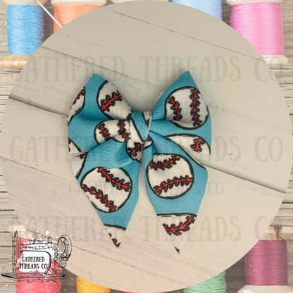 Blue Baseball Bows