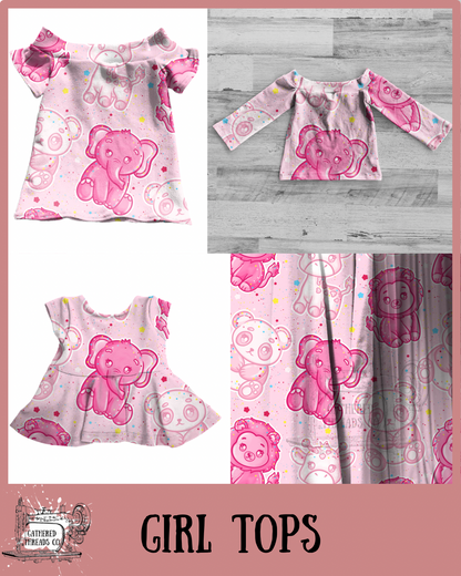 Pink Frosted Animals Girl Tops