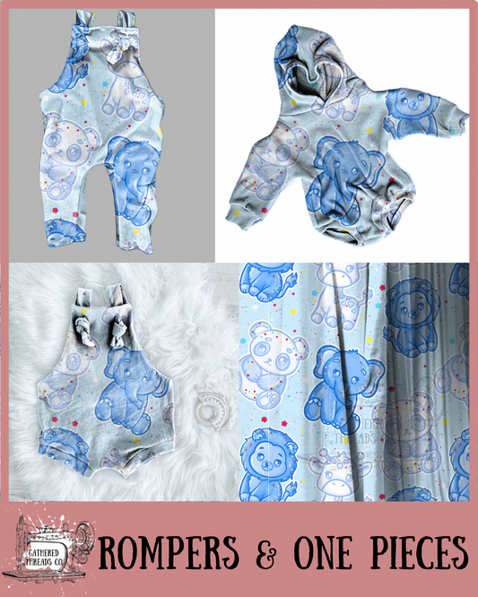 Blue Frosted Animals Rompers & One Pieces