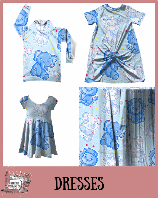 Blue Frosted Animals Dresses