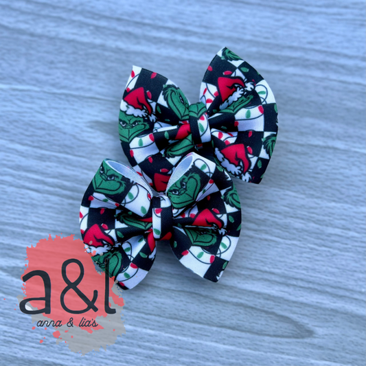 3inch Piggies Christmas Checkered Bows *RTS