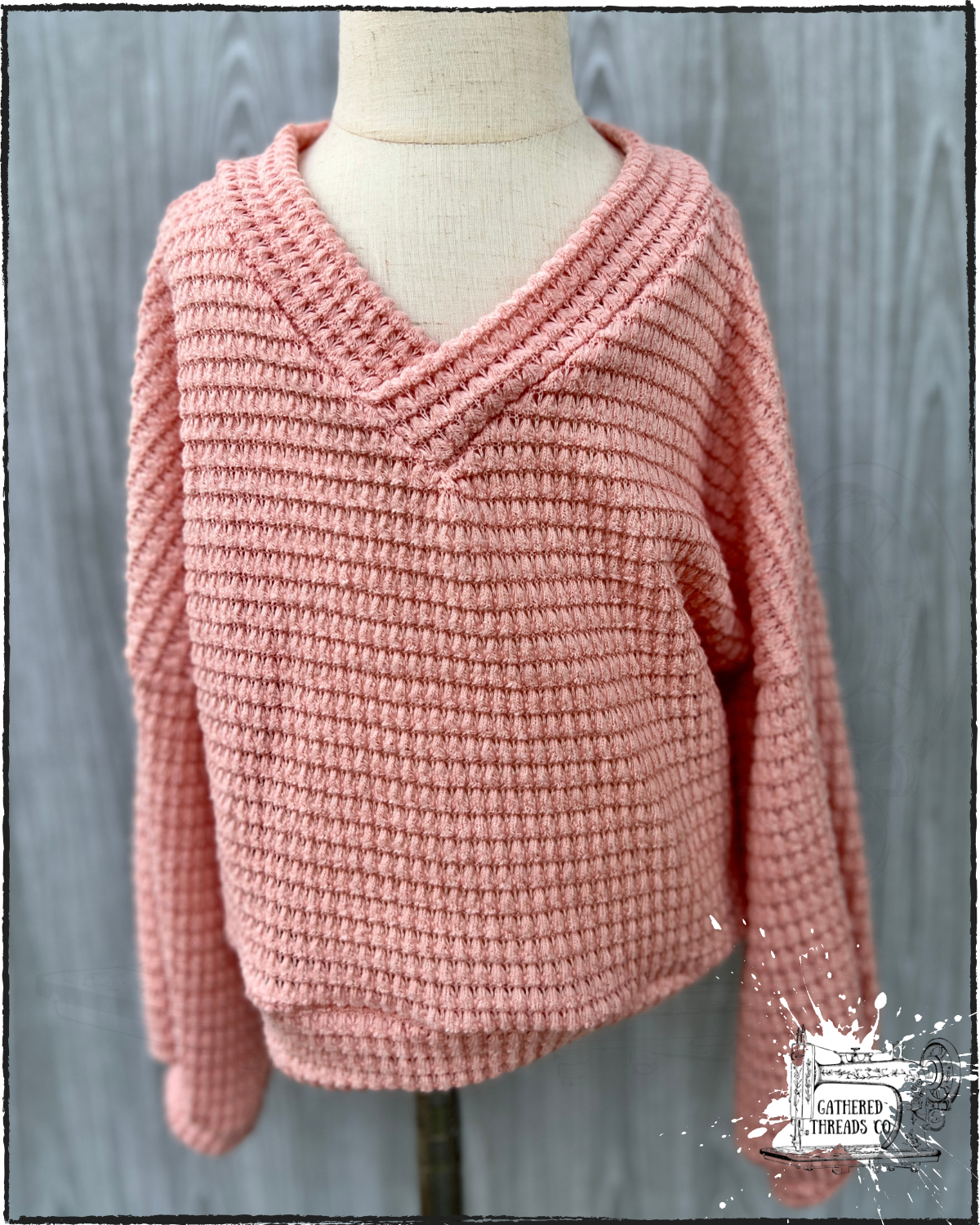 Solid Vneck Dolman Sweater