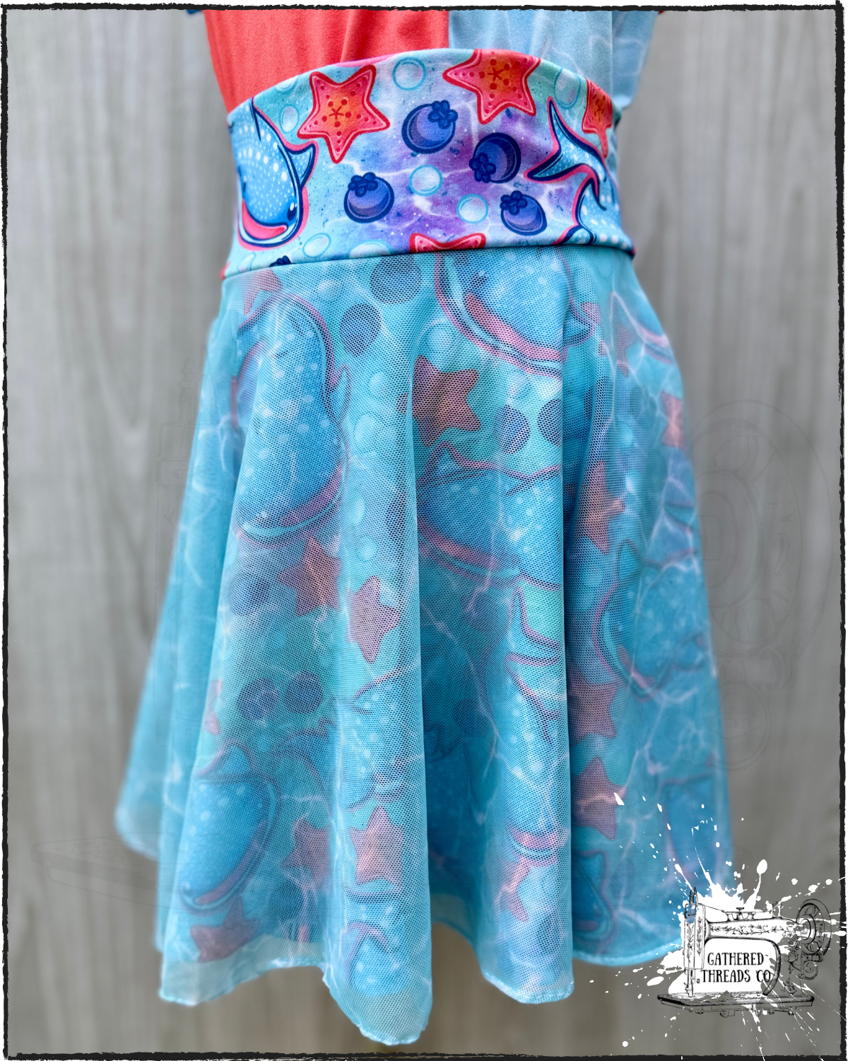 Whale Shark Tale Skirted Bummies & Colorblock Tank