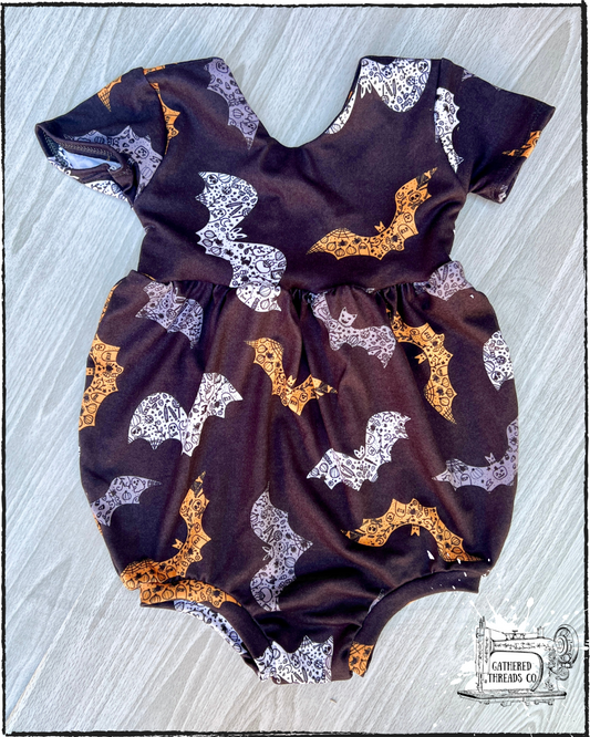 18-24M Bubble Romper Doodle Bats *RTS