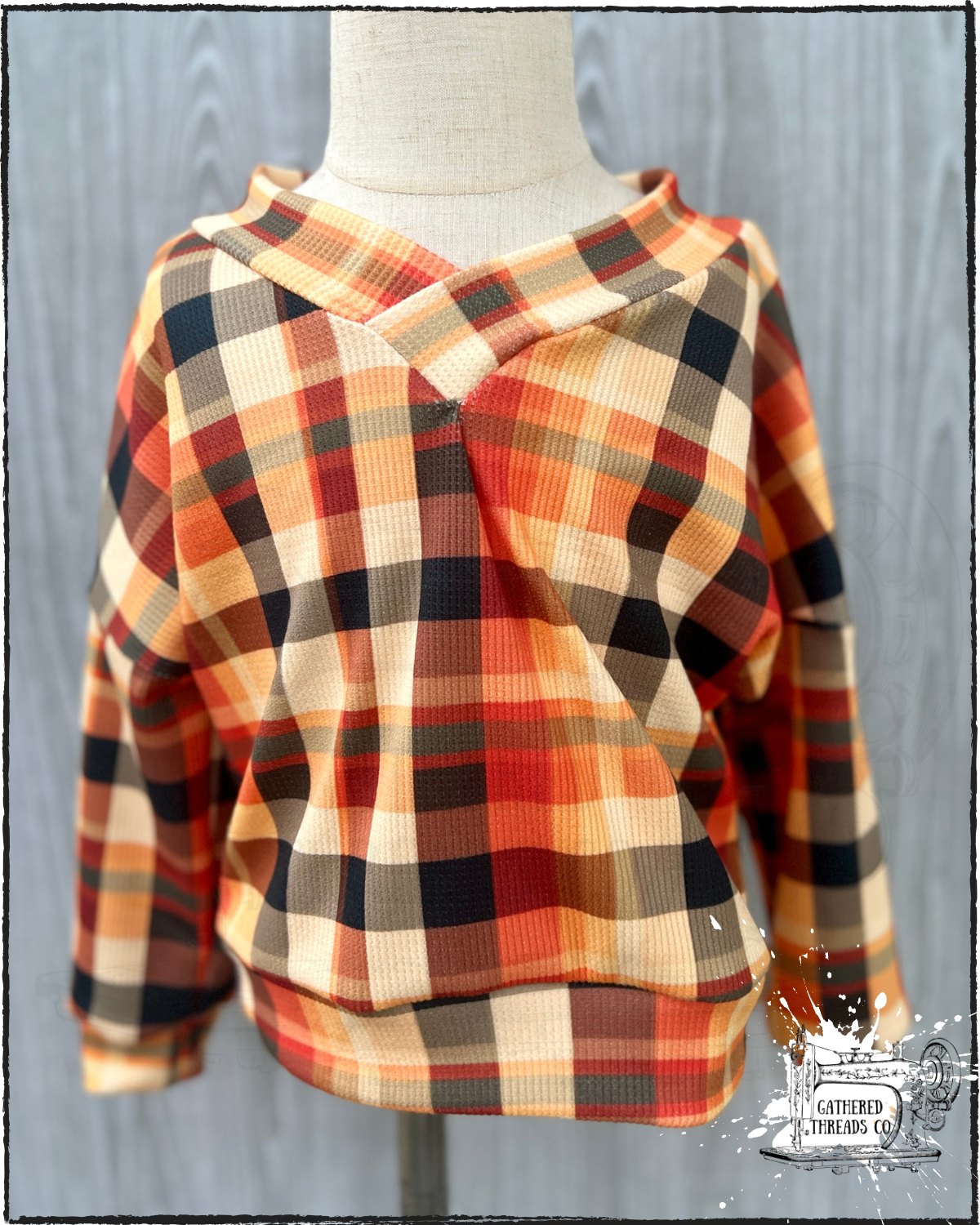 Fall Plaid VNeck Sweater 2T *RTS