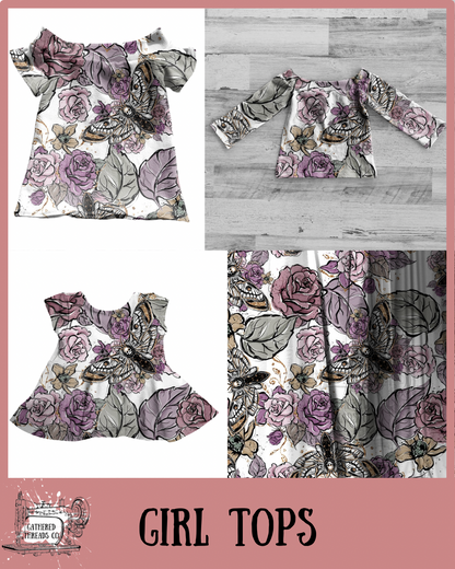 Floral Moth Girl Tops