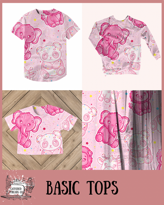 Pink Frosted Animals Basic Tops