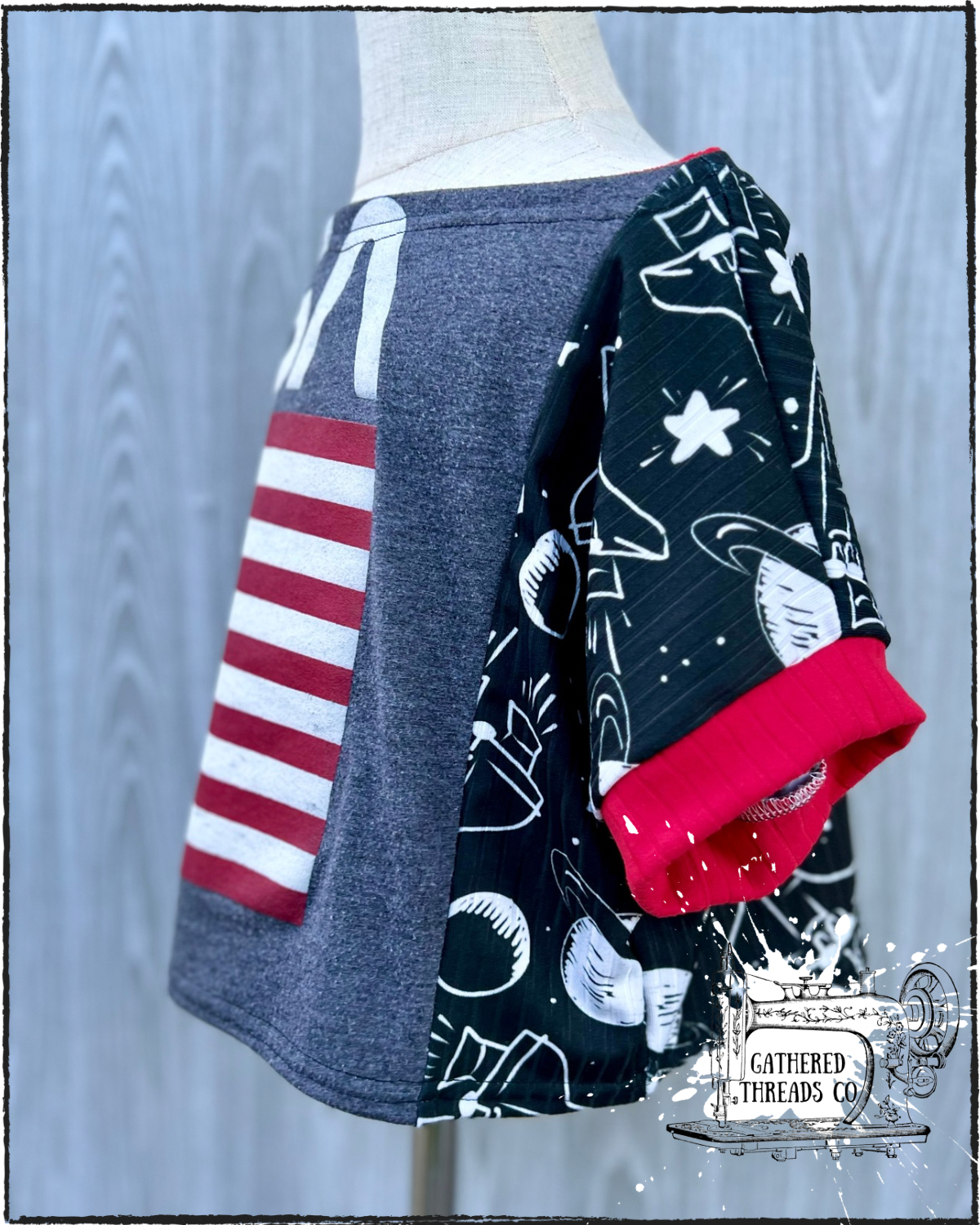 Up-cycled Patriotic Space 4T Boxy Crop *RTS