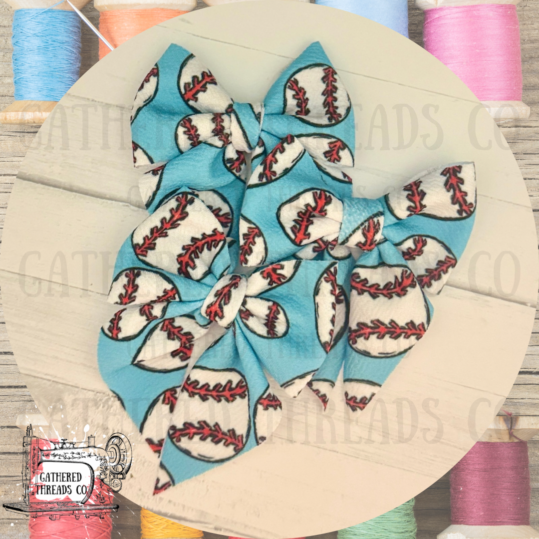 Blue Baseball Bows