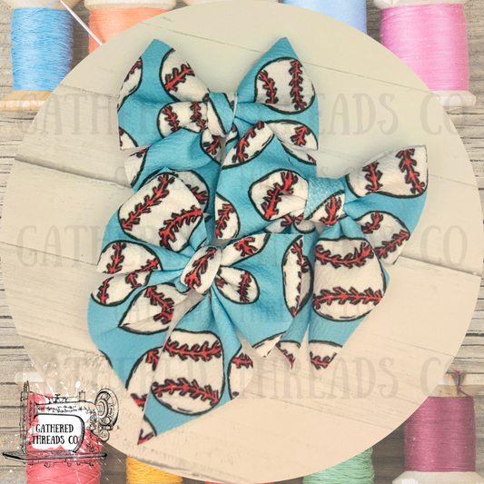 Blue Baseball Bows