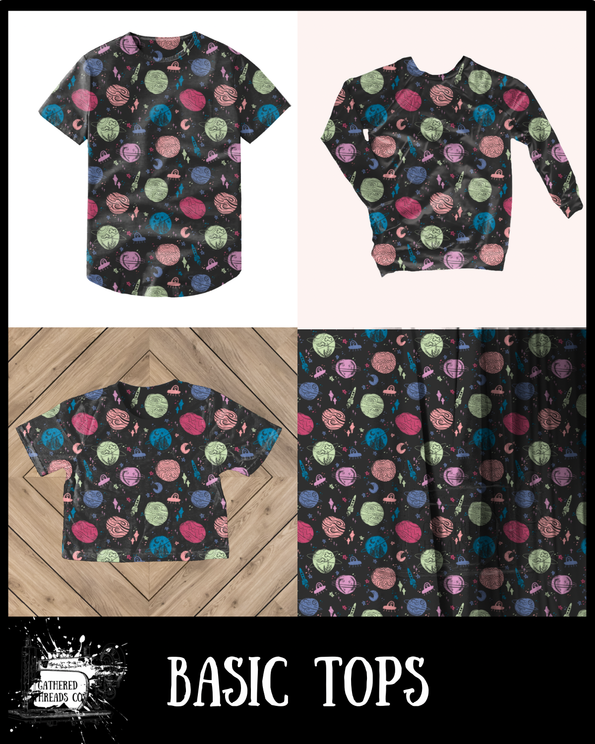 Space Doodles Basic Tops