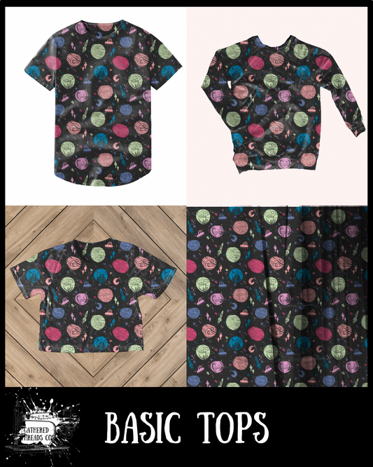 Space Doodles Basic Tops