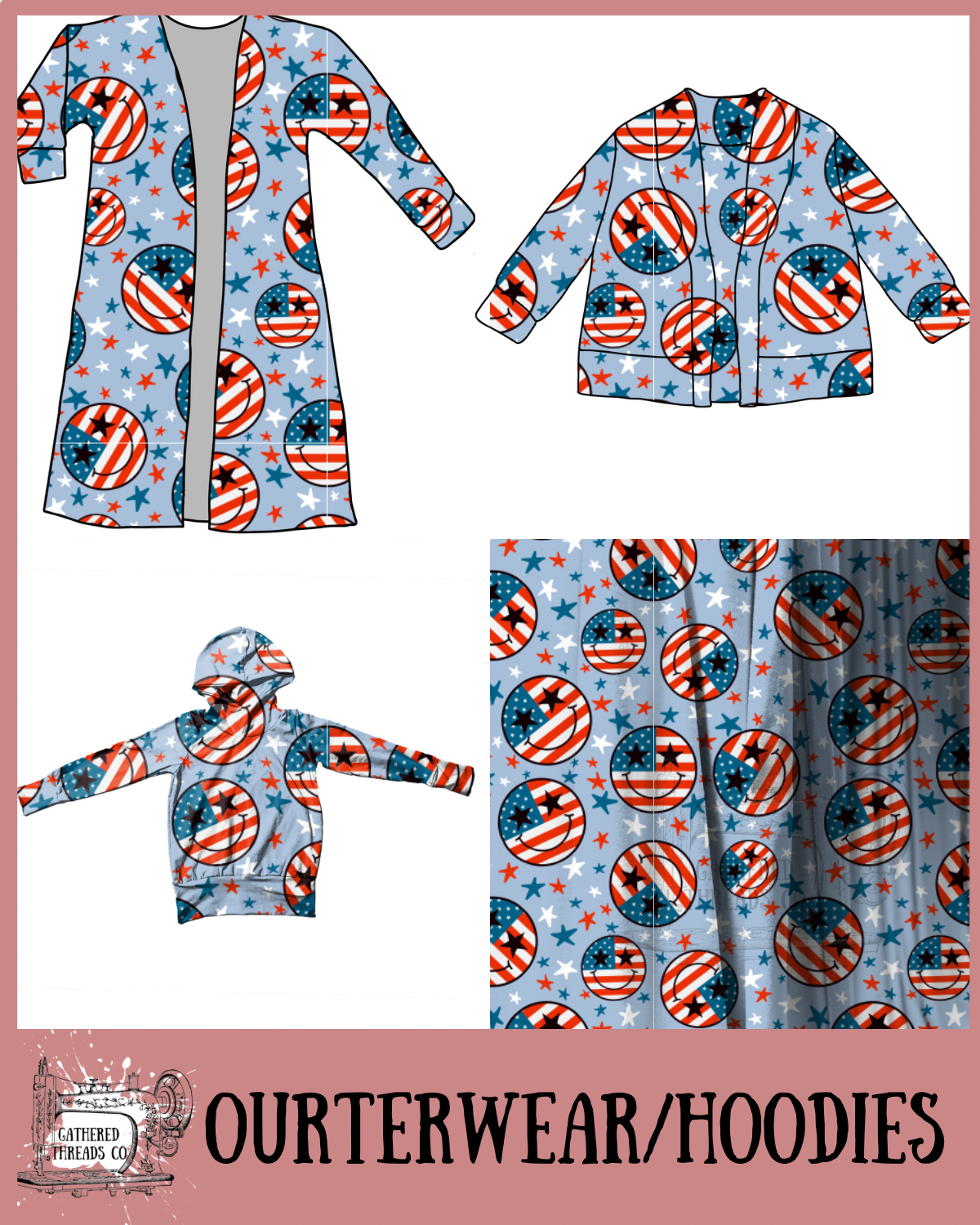 Blue Smiley Flags Outerwear