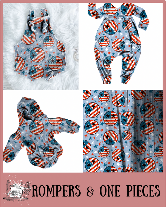 Blue Smiley Flags Rompers & One Pieces