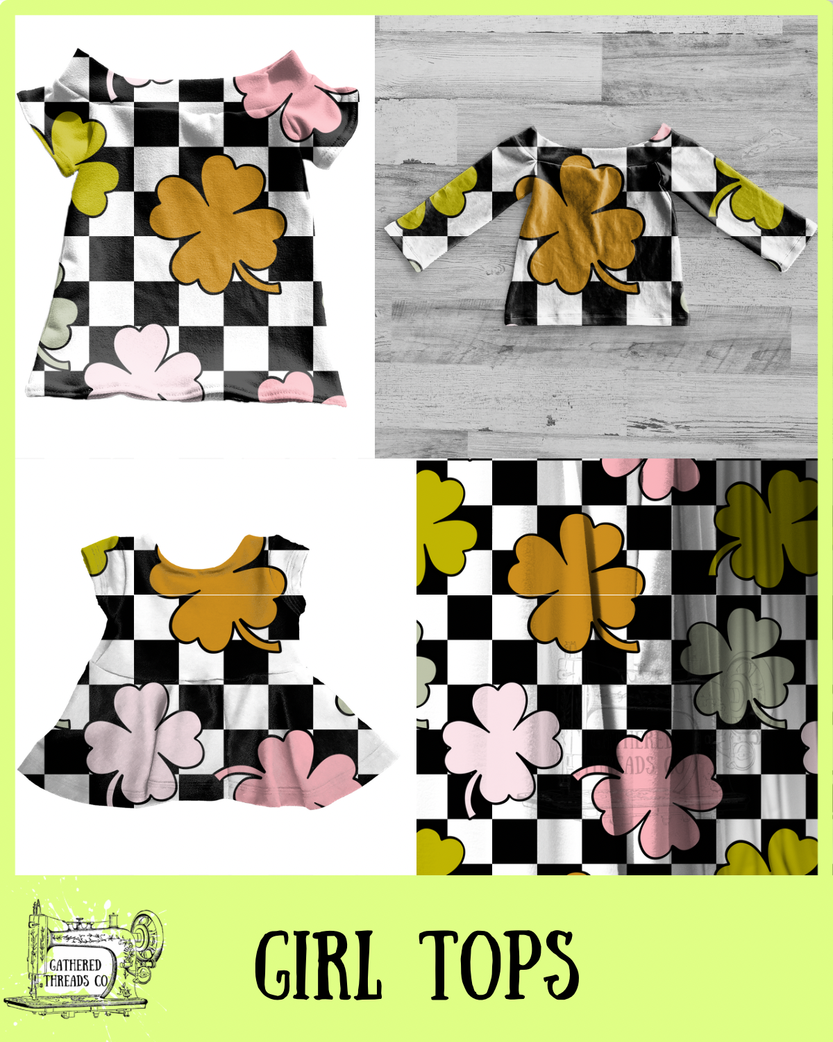 Clover Checkers Girl Tops