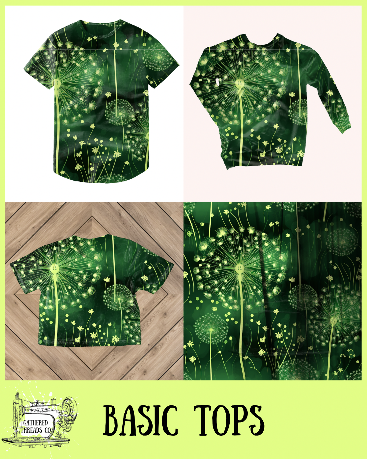 Green Dandies  Basic Tops