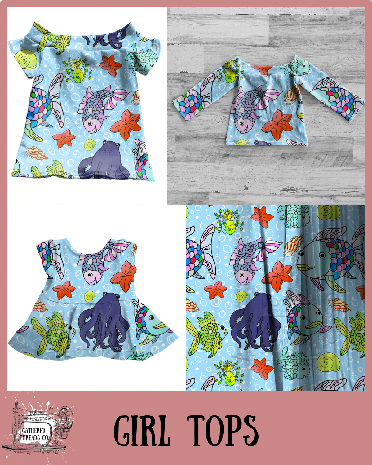 Rainbow Fish Girl Tops