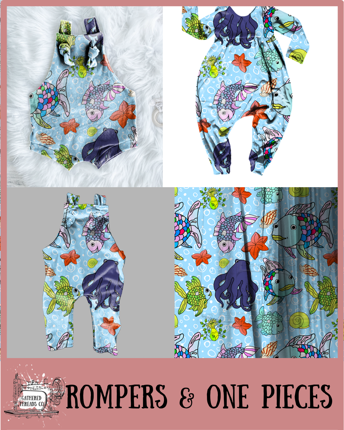 Rainbow Fish Rompers & One Pieces