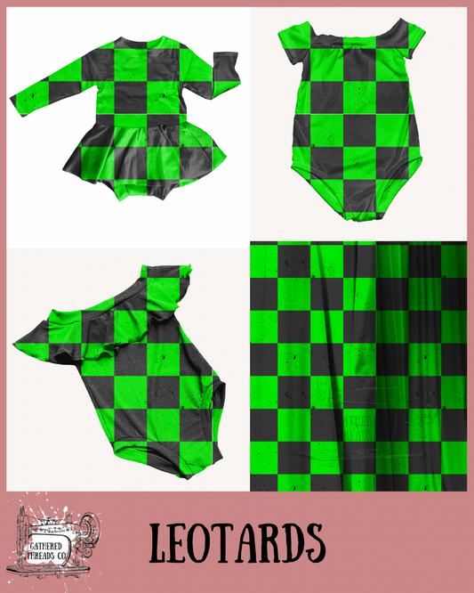 Green & Black Checkers Leotards