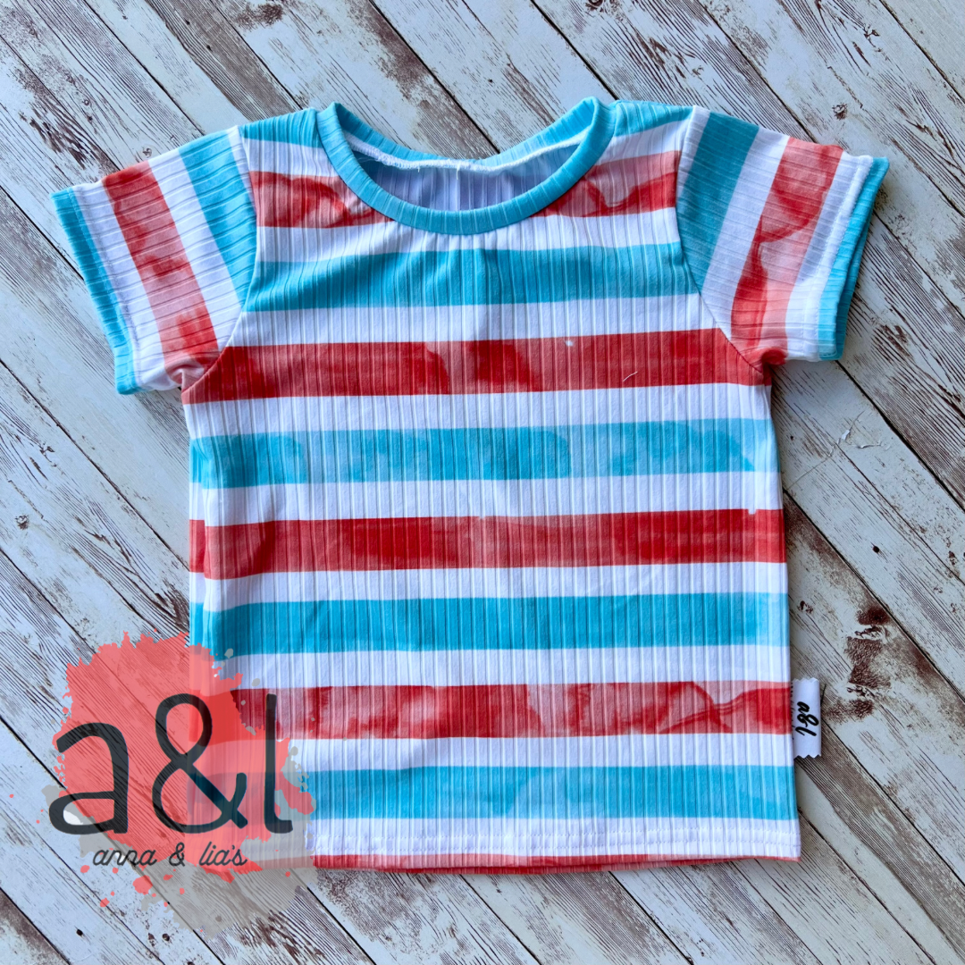 2T Red & Blue Stripes Basic Tee *RTS