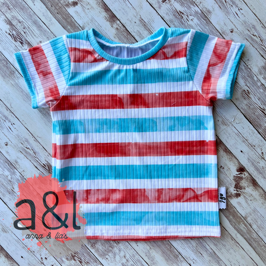 2T Red & Blue Stripes Basic Tee *RTS