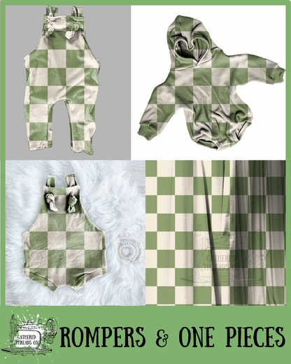 Muted Green & Cream Checkers Rompers & One Pieces