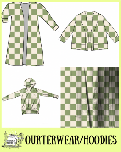 Muted Green & Cream Checkers Outerwear