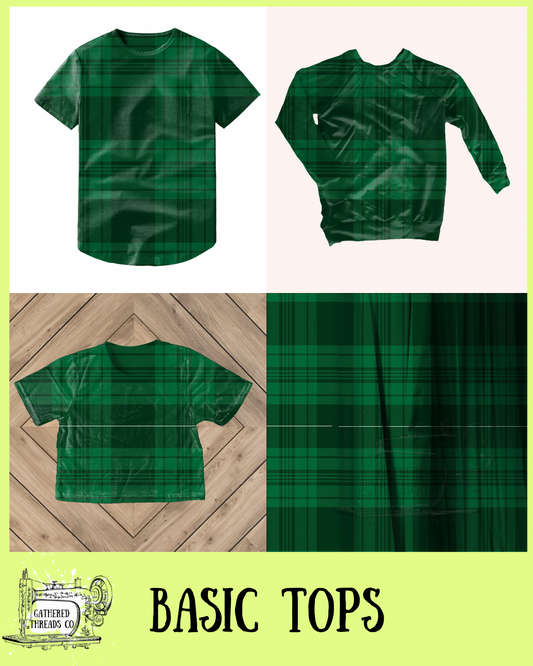 Emerald Plaid  Basic Tops