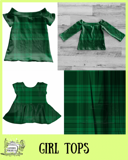 Emerald Plaid  Girl Tops