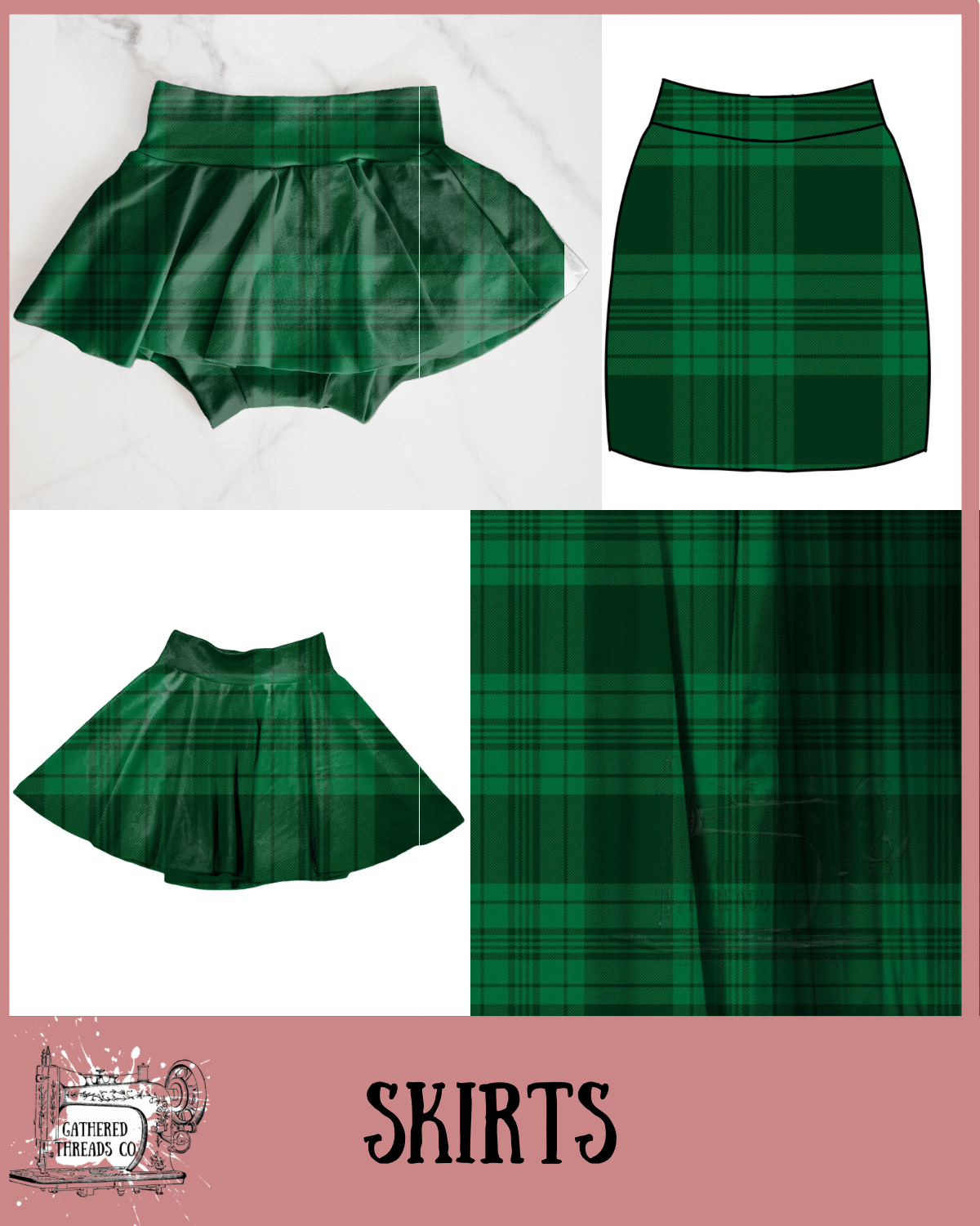 Emerald Plaid  Skirts