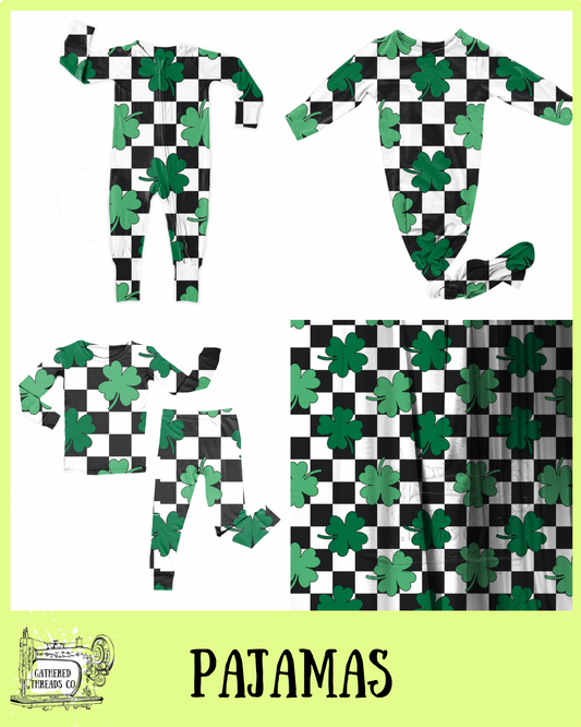 Shamrock Checkers Ribbed Pajamas