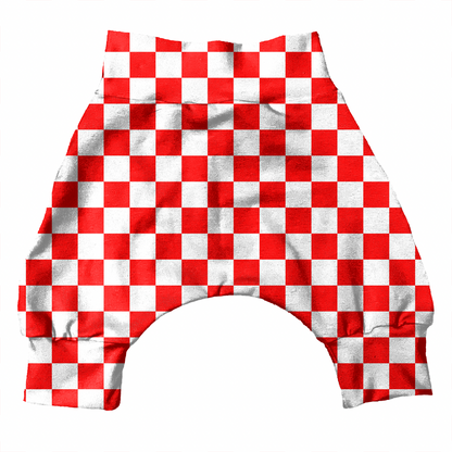 Checkered Harem Style Short Pants (Diaper Sizing)