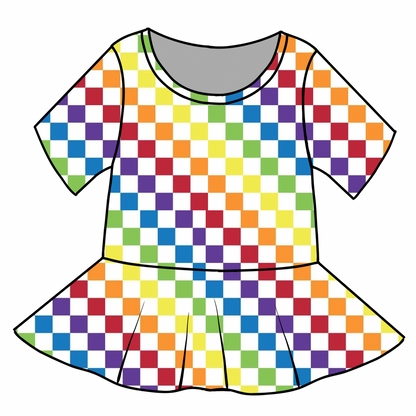 Checkered Peplum Top Girls