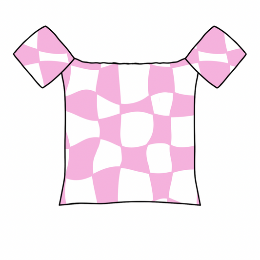 Checkered Off the Shoulder Top (girls)