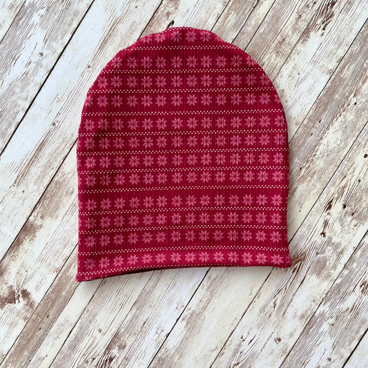 RTS Red Sweater reversible beanie size 9-12 months